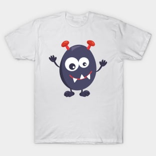 Cute Monster, Funny Monster, Blue Monster, Horns T-Shirt